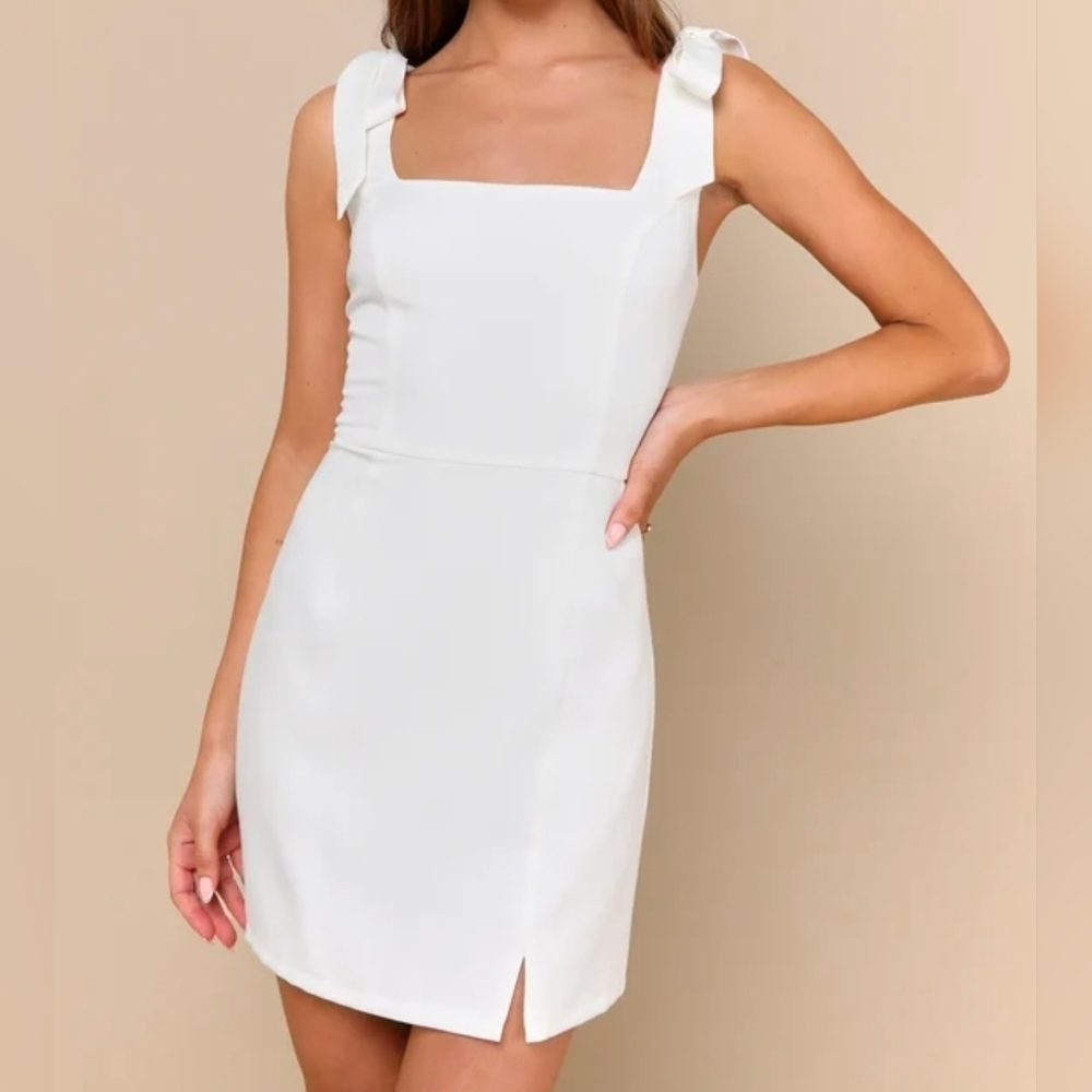 Lulus Your Sweetie White Tie-Strap Mini Dress